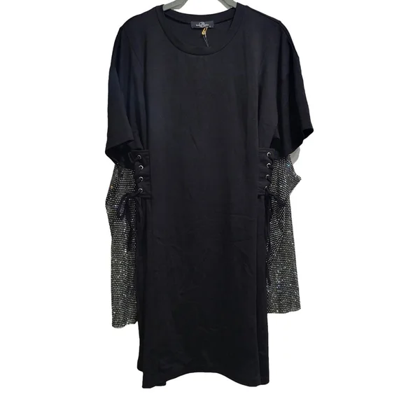 Women's Black Caviar Dress, Size L, Black & Silver - Picture 2 of 6